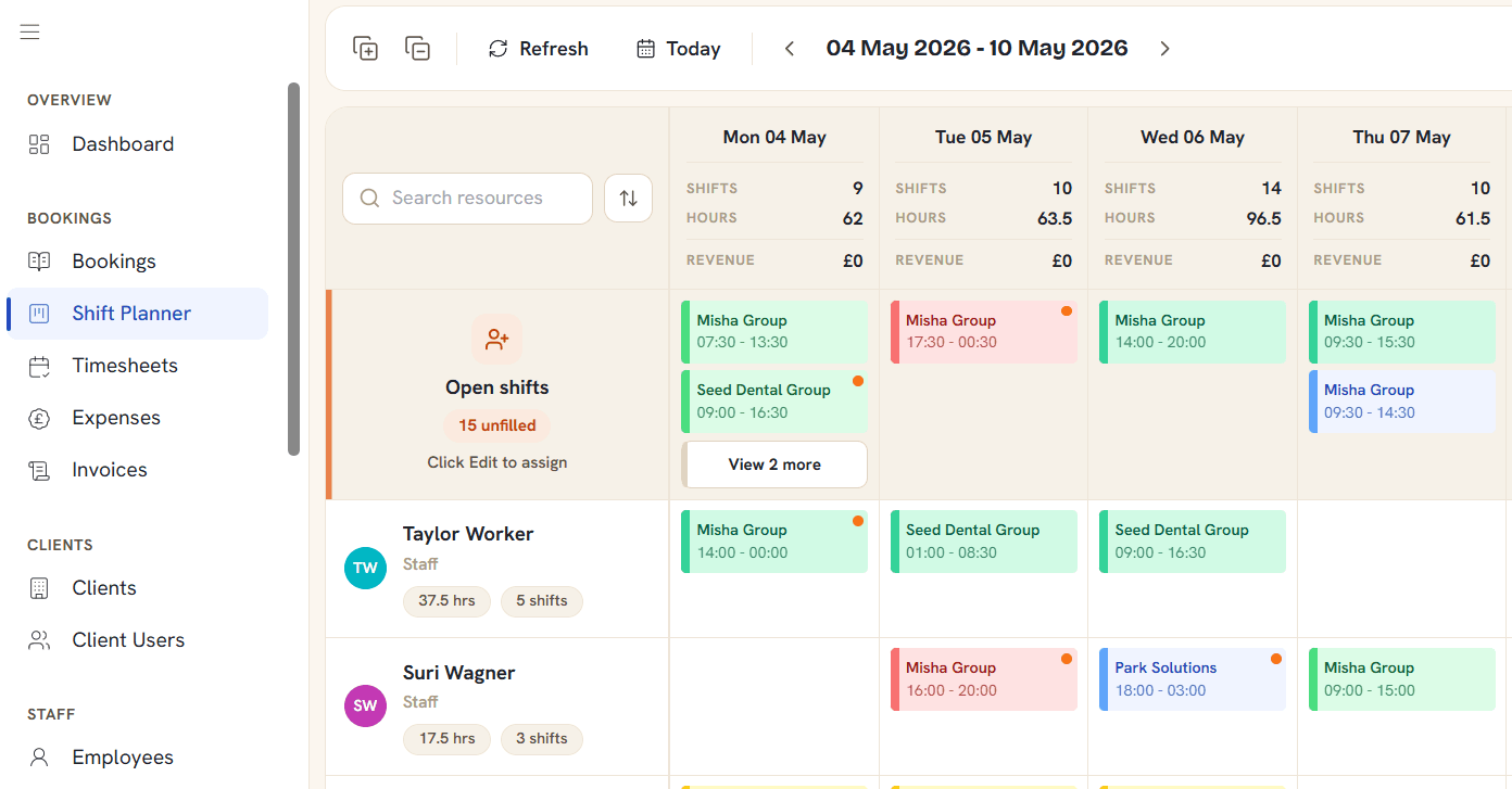 Bitmosys staffing dashboard